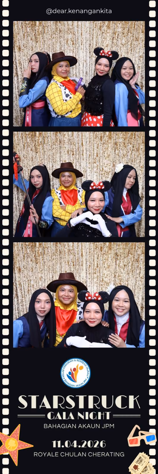 Design photostrip Jalur Filem Retro, Starstruck Gala Night Bersama Bahagian Akaun JPM
