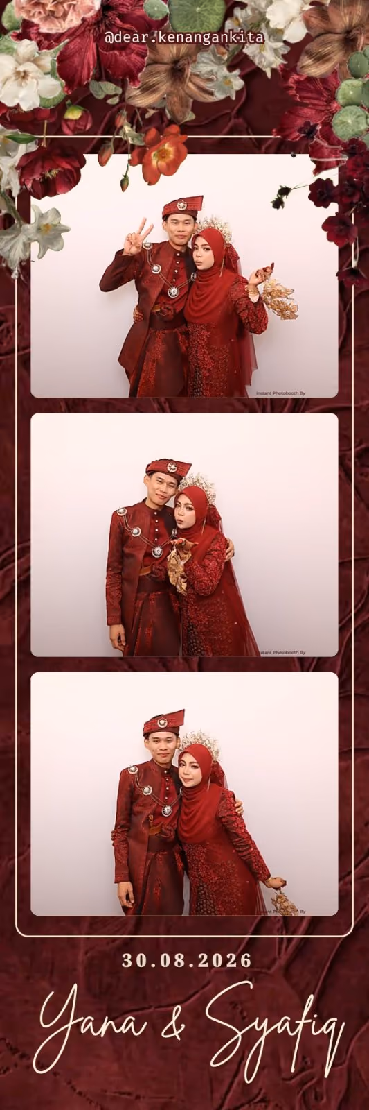 Design photostrip Rustic Maroon, Walimatulurus Yana & Syafiq