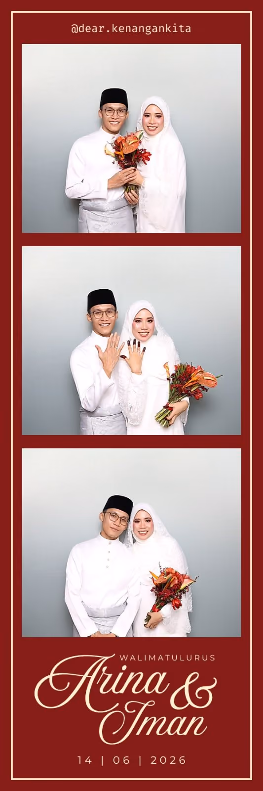 Design photostrip Elegansi Klasik Merah Hati, Arina & Iman