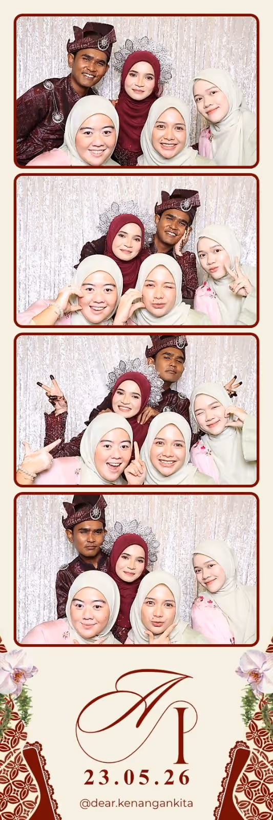 Design photostrip Monogram Orkid & Corak Songket, Amni & Iqbal