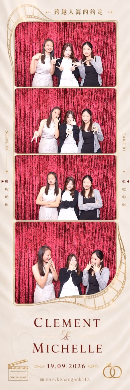 Design photostrip Sequin Rose, Perkhawinan Clement & Michelle
