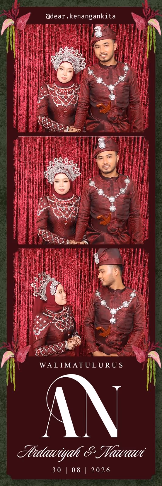 Design photostrip Rustic Maroon, Walimatulurus Ardawiyah & Nawawi